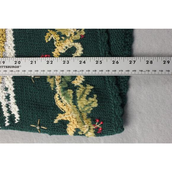 VTG Christmas Sweater Santa Womens Sz M Tiara Int. Crochet Beaded Ugly Party - Picture 9 of 11